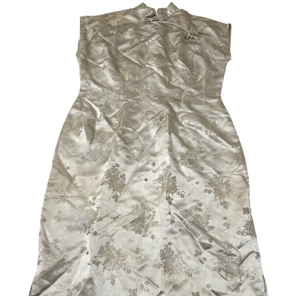 Lauhala Hawaii Vintage Qipao Cocktail Dress in Gold
